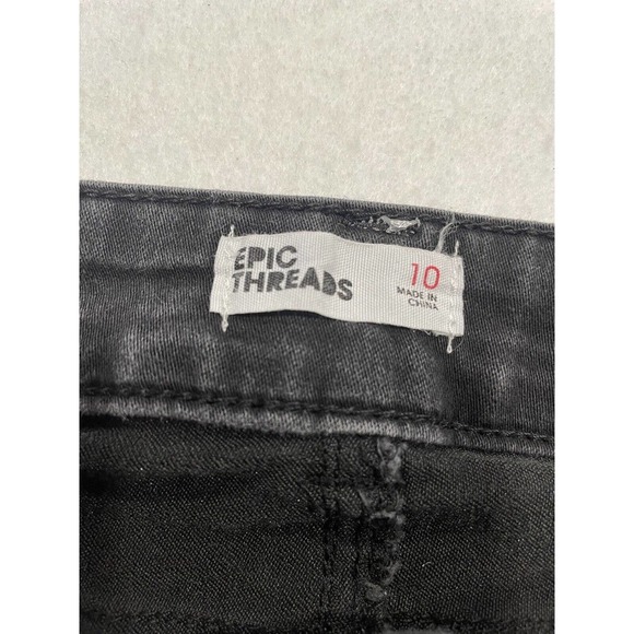 Epic Threads Girls Black Denim Jeans 10 Skinny Stretch 5-Pocket 24" Inseam - Picture 4 of 10